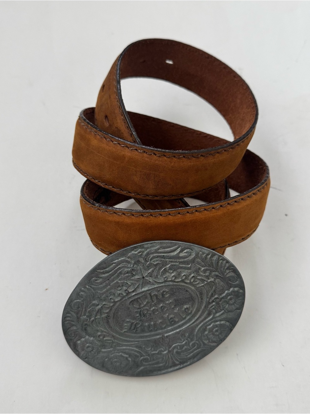 Justin Western Brown Top Grain Leather Belt Vintage Style Size 36 Made in USA